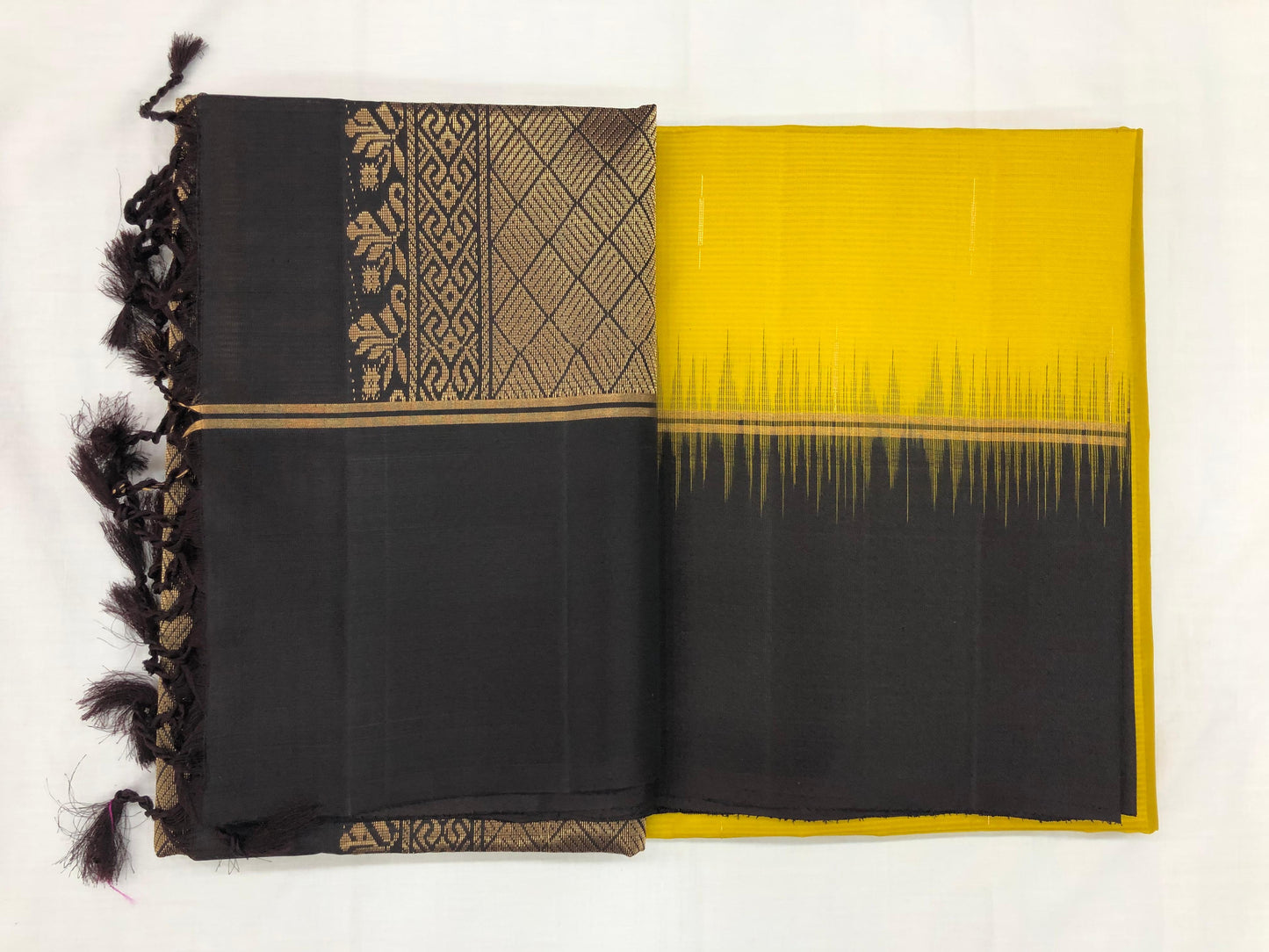 Kanchipuram Pattu Soft Silk Indian Saree Pure Silk Sari Yellow| SS21