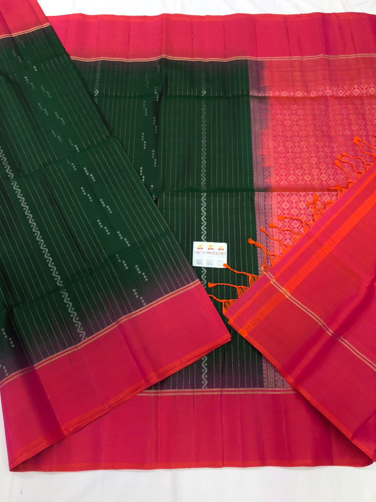 Pattu Soft Silk Indian Saree Pure Silk Sari Green Orangish Pink SS45