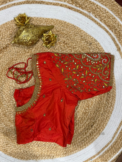 42” XL Size 12 size Aari Worked Sari Blouse Indian Saree Top Red B163