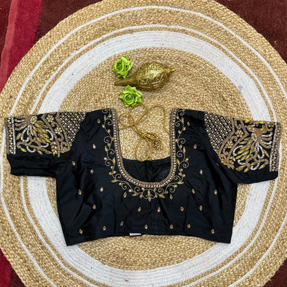 42” XL Size 12 size Aari Worked Sari Blouse Indian Saree Top Black B268