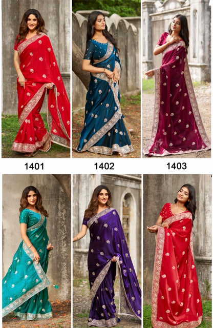 Indian Fancy Party wear Saree Fendi Silk Bollywood Sari C32