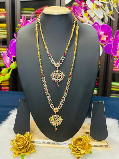 Forming Gold Temple Indian Necklace Multi Addiyal Jewellery N41