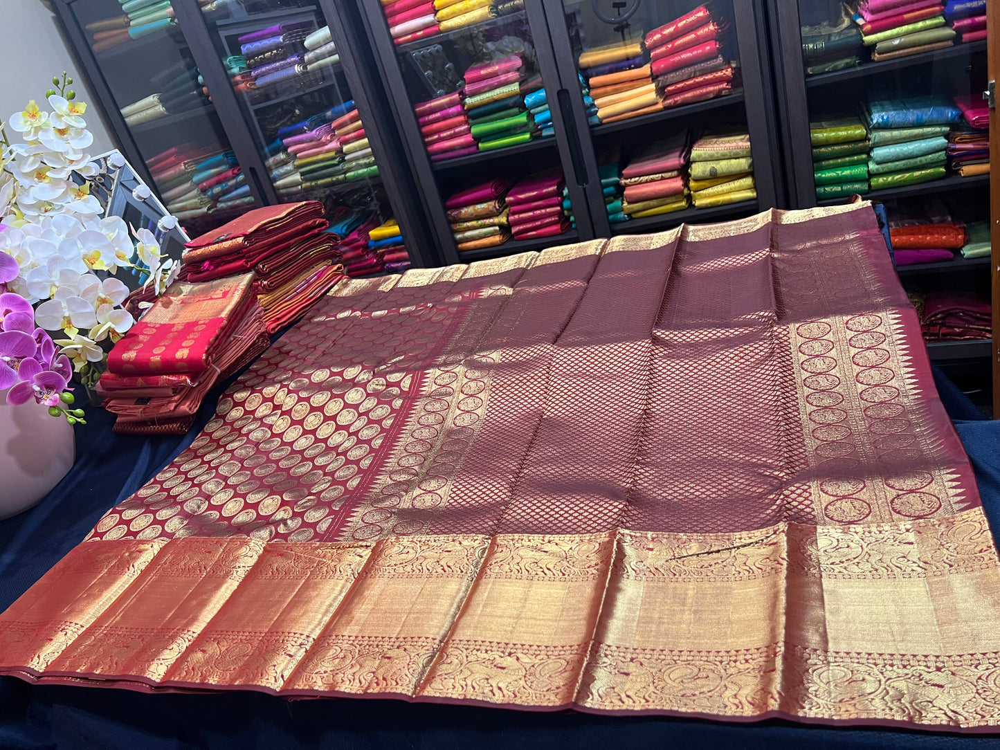 Kanchipuram Pure Silk Saree Maroon Kanjivaram Sari| SPK114