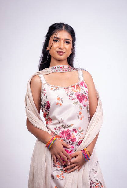 Floral Indian Indowestern Outfit Salwar Kameez Plazzo Suit S51