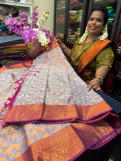 Semi Silk Saree Indian Bridal Kanjivaram / Kanchipuram Sari SEMI2