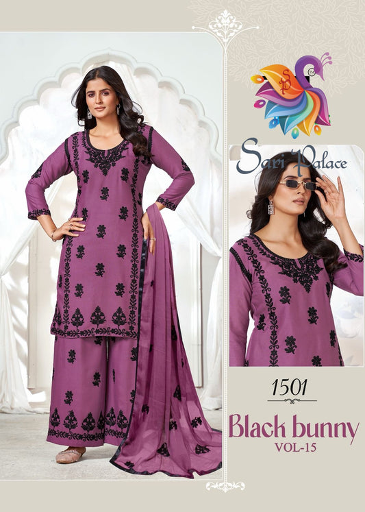 Lavenderish Pink  Indian Ladies Plazo Outfit Rayon Salwar Kameez Kurti Suit SS33