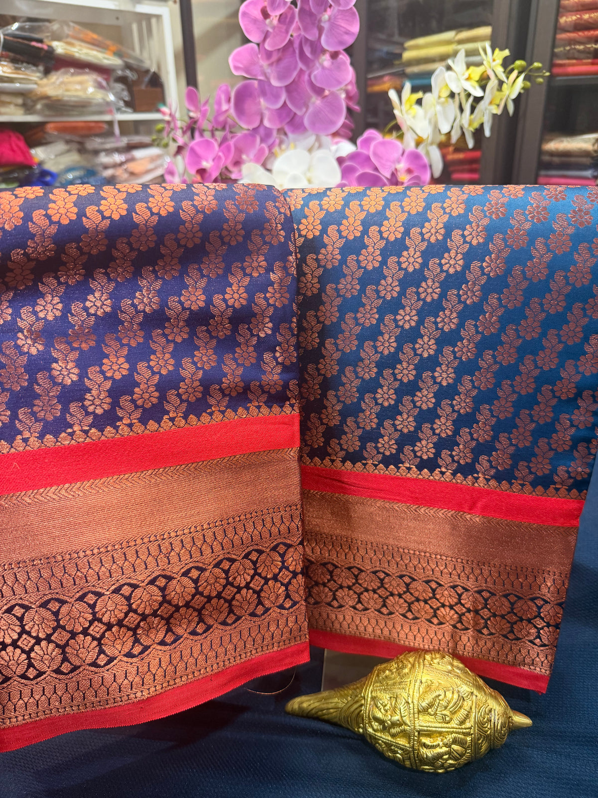 Sari Indian Bollywood Art Silk Navy Blue Diwali Saree Z13 Col 1