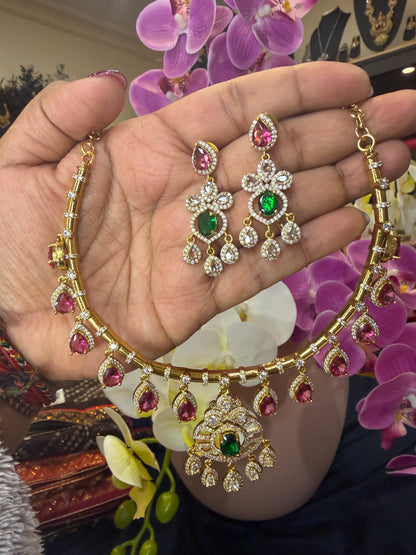 Premium Quality Indian Brass Necklace & Earrings Jewellery Set N99
