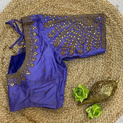 38” M Size 8 Aari Worked Sari Blouse Indian Saree Lavender B314