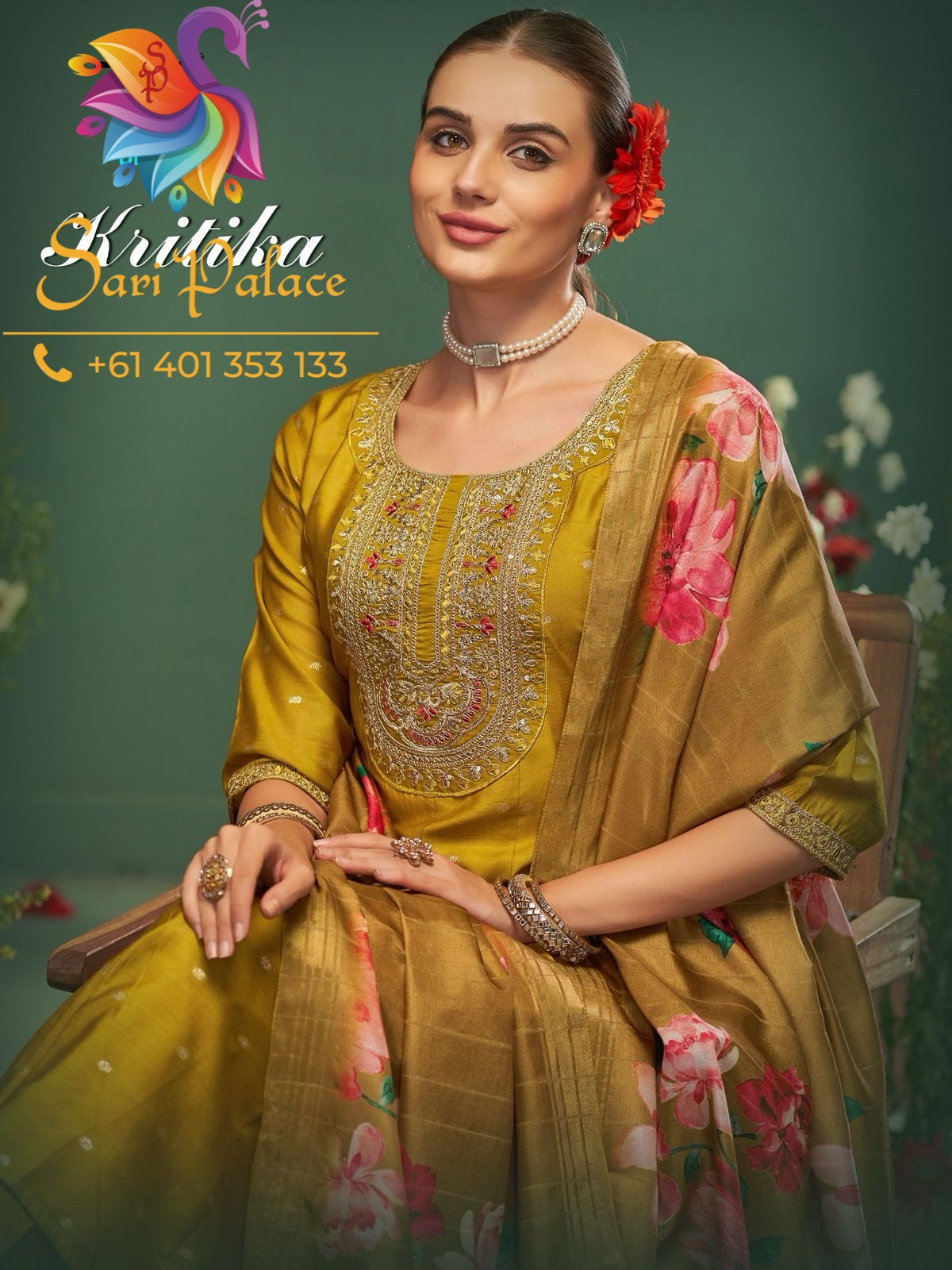 Indian Pakistani Ladies Outfit Bottle Green Salwar Kameez Kurti Suit EID SS36
