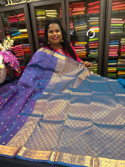 Bridal Blue Kanchipuram Pure Silk Saree Kanjivaram Sari SPK463