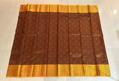 1g Gold Kanchipuram Pure Silk Saree Maroon Yellow Kanjivaram Sari| SPK177