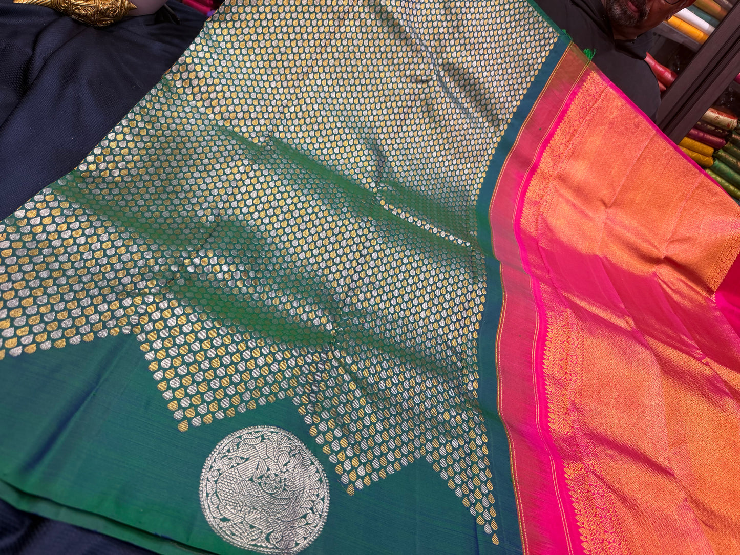 Kanchipuram Pure Silk handloom Saree Indian Kanjivaram Green Sari SPK427