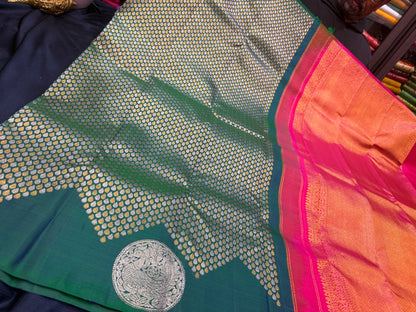 Kanchipuram Pure Silk handloom Saree Indian Kanjivaram Green Sari SPK427