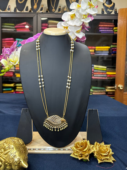 Impon Indian Necklace White Sanku Conch Pathakkam Haram N19