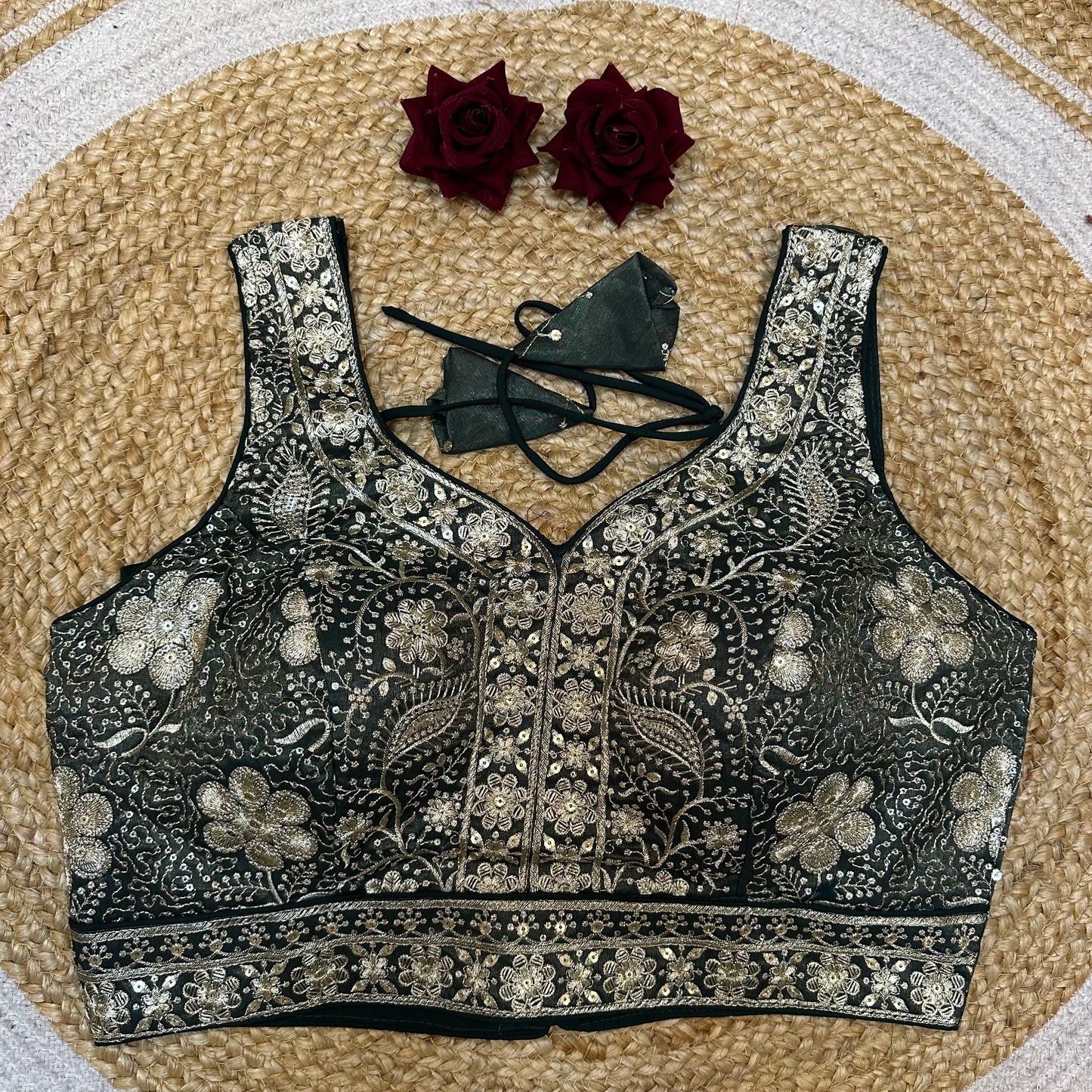 38” Medium Sari Blouse Indian Saree Top Worked Choli B423