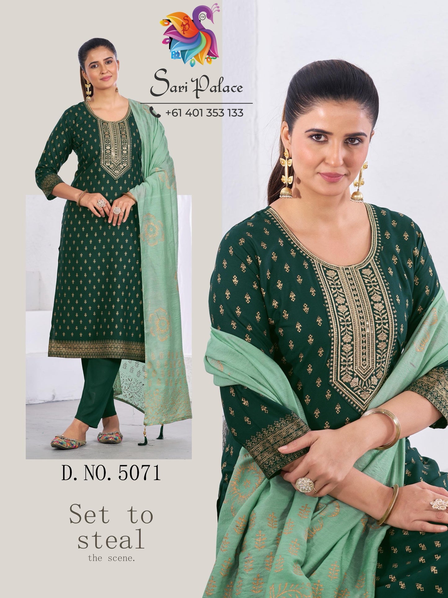 Indian Ladies Outfit Blue Rayon Salwar Kameez Kurti Suit SS30