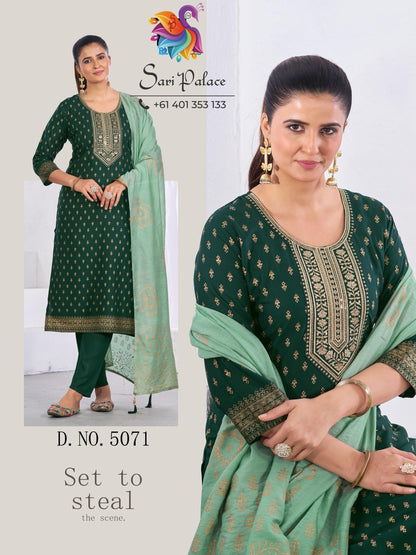 Indian Ladies Outfit Blue Rayon Salwar Kameez Kurti Suit SS30