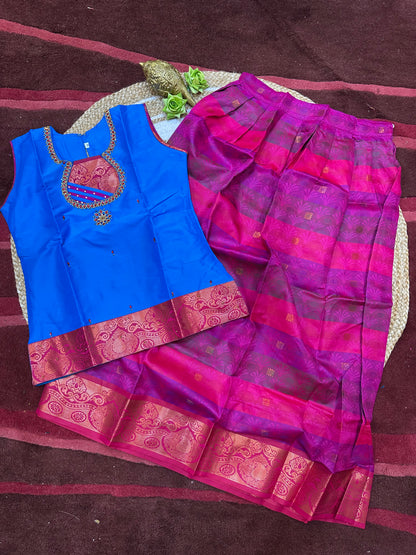 40”kids wear Lehenga Pattu Pavadai Sattai Skirt Top G51