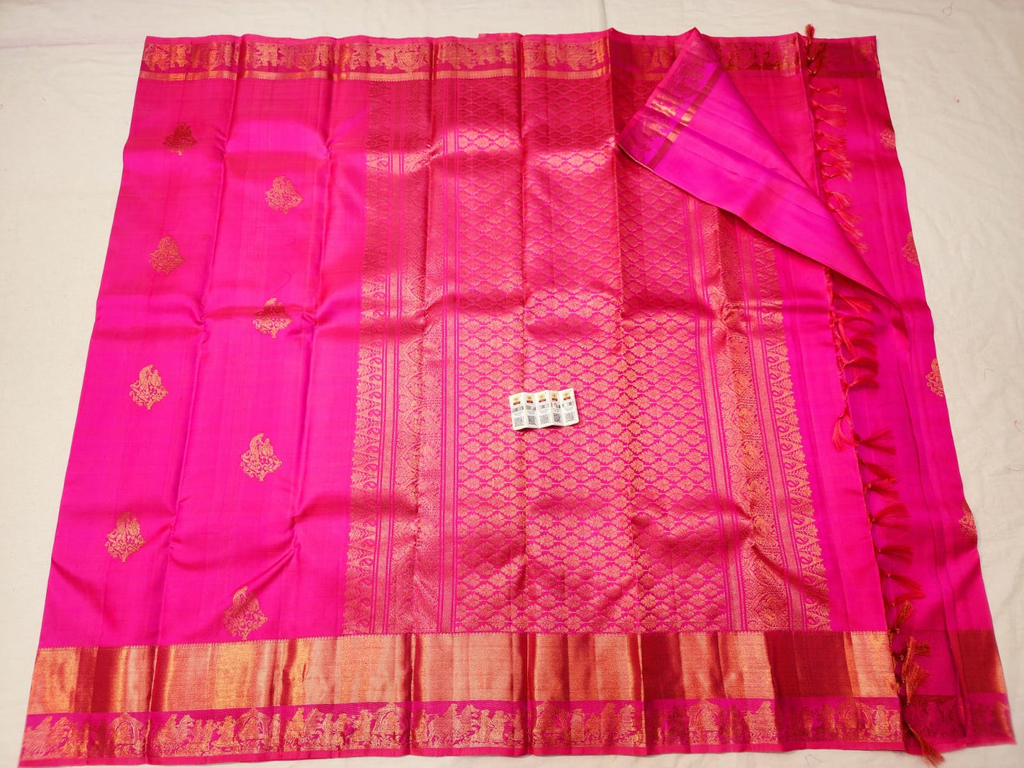 Kanchipuram Pure Silk Saree Bridal Pink Kanjivaram Sari SPK249