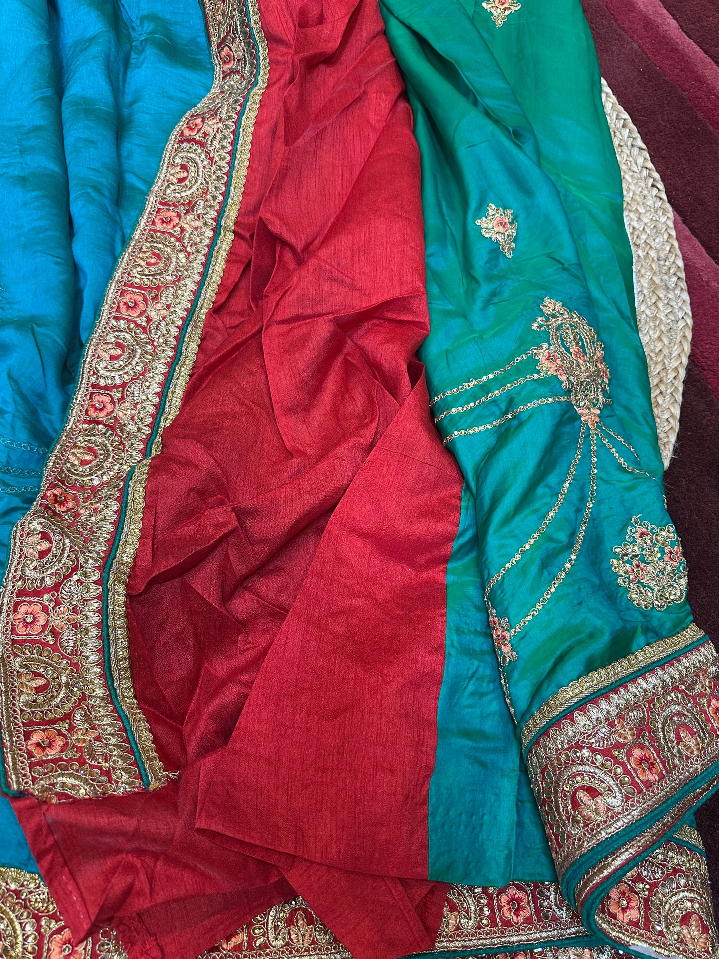 Green  Fancy Party wear Sari Indian Saree S39