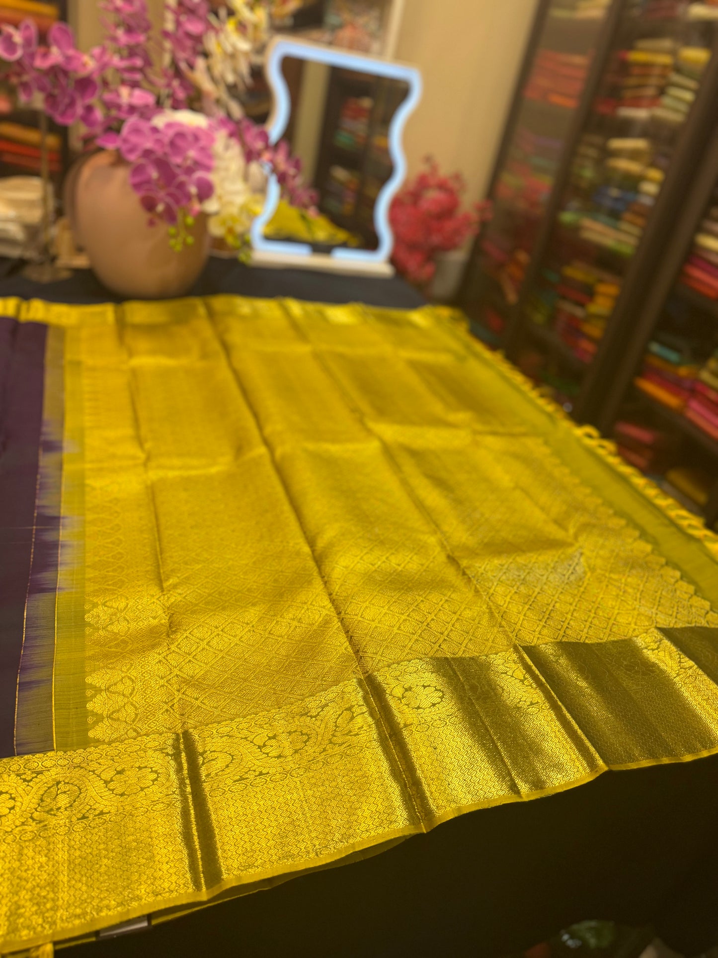 Kanchipuram Pure Silk Saree Purplish Blue Kanjivaram Sari| SPK200