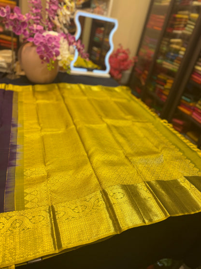 Kanchipuram Pure Silk Saree Purplish Blue Kanjivaram Sari| SPK200