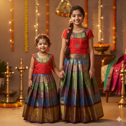 Indian Lehenga Pattu Pavadai Sattai Skirt Top G22