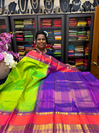Retta Petta Kanchipuram Pure Silk Saree Bridal Kanjivaram Sari SPK294