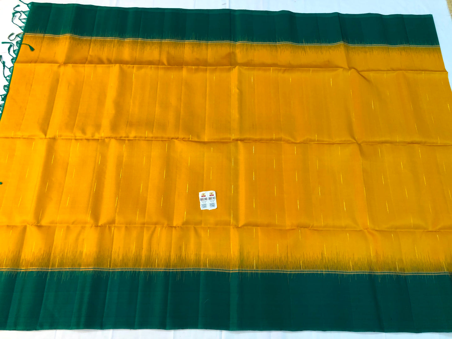 Kanchipuram Pattu Soft Silk Indian Saree Pure Silk Sari Yellow| SS28
