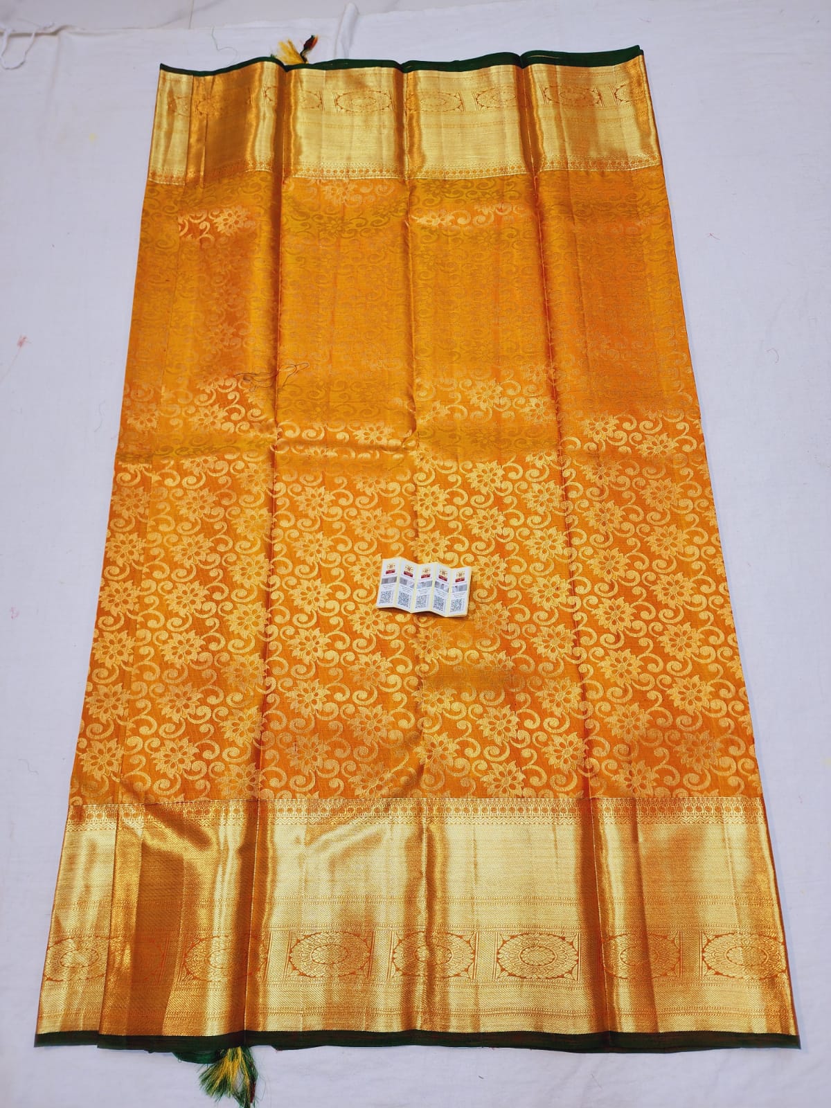 Kanchipuram Pure Silk Saree Mango Yellow & Green Kanjivaram Sari| SPK119