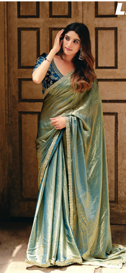 Indian Fancy Party wear Saree Fendi Silk Sari Green S137
