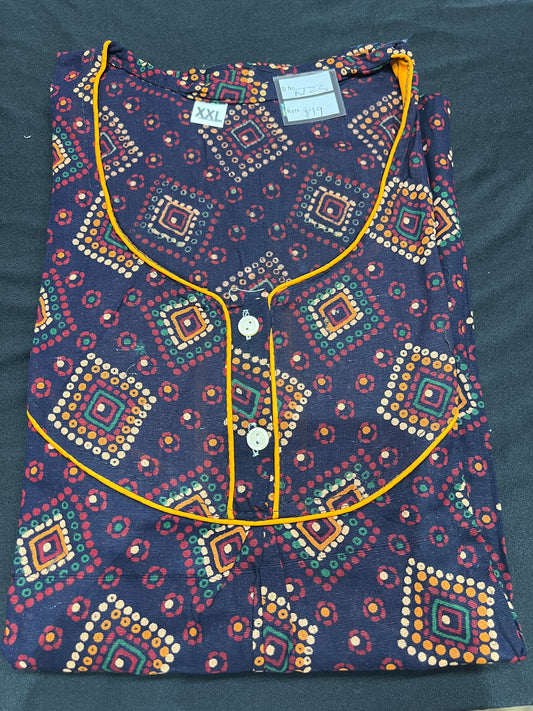 Free size Indian Cotton Nighty Nightgown NI23