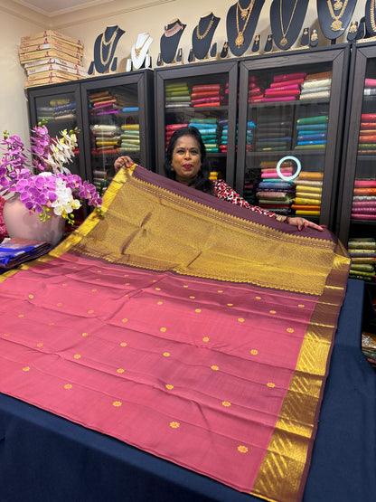 2g Gold Kanchipuram Pure Silk Saree Pink Kanjivaram Sari SPK209