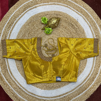 36” Small size Aari Worked Sari Blouse Indian Saree Gold B319