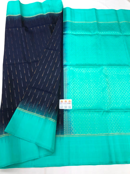 Kanchipuram Pattu Soft Silk Indian Saree Pure Silk Sari Blue SS33