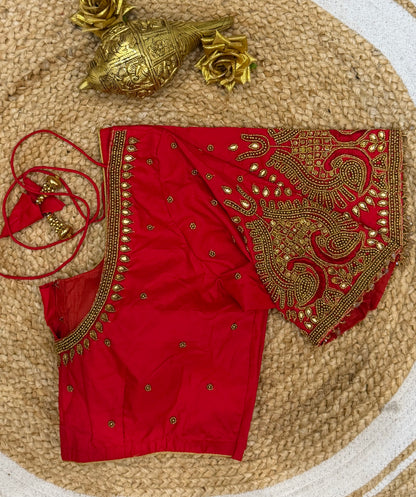 42” XL Size 12 size Aari Worked Sari Blouse Indian Saree Top Red B148