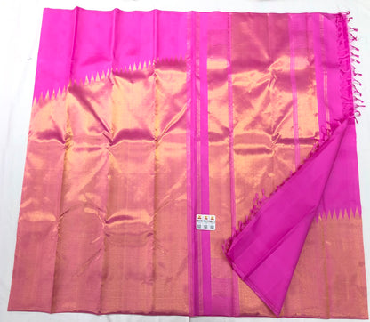 Raising Border Kanchipuram Pure Silk Saree Baby Pink Indian Kanjivaram Sari| SPK310