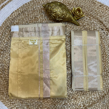 Men’s South Indian Vesti Semi Silk Ready to wear Vetti Dhotti Sandalwood V19