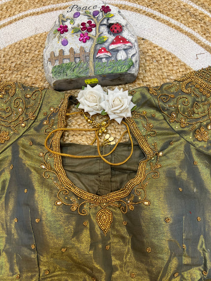 40” Aari hand Worked Sari Blouse Indian Top Choli Silk B27