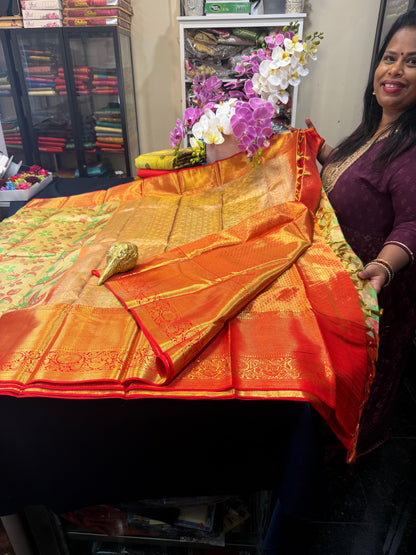 Kanchipuram Pure Silk Saree Bridal Tissue Kanjivaram Sari SPK240