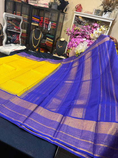 1g Gold Kanchipuram Pure Silk Saree Yellow Kanjivaram Sari SPK208