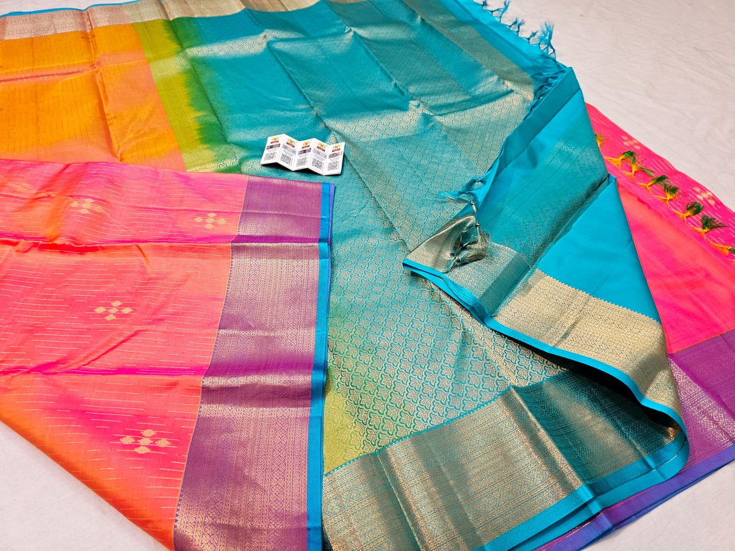 Kanchipuram Pure Silk Saree Bridal Indian Kanjivaram Sari SPK337