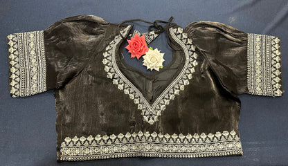 Navy Blue Sari Blouse Indian Saree Top Worked Choli B425