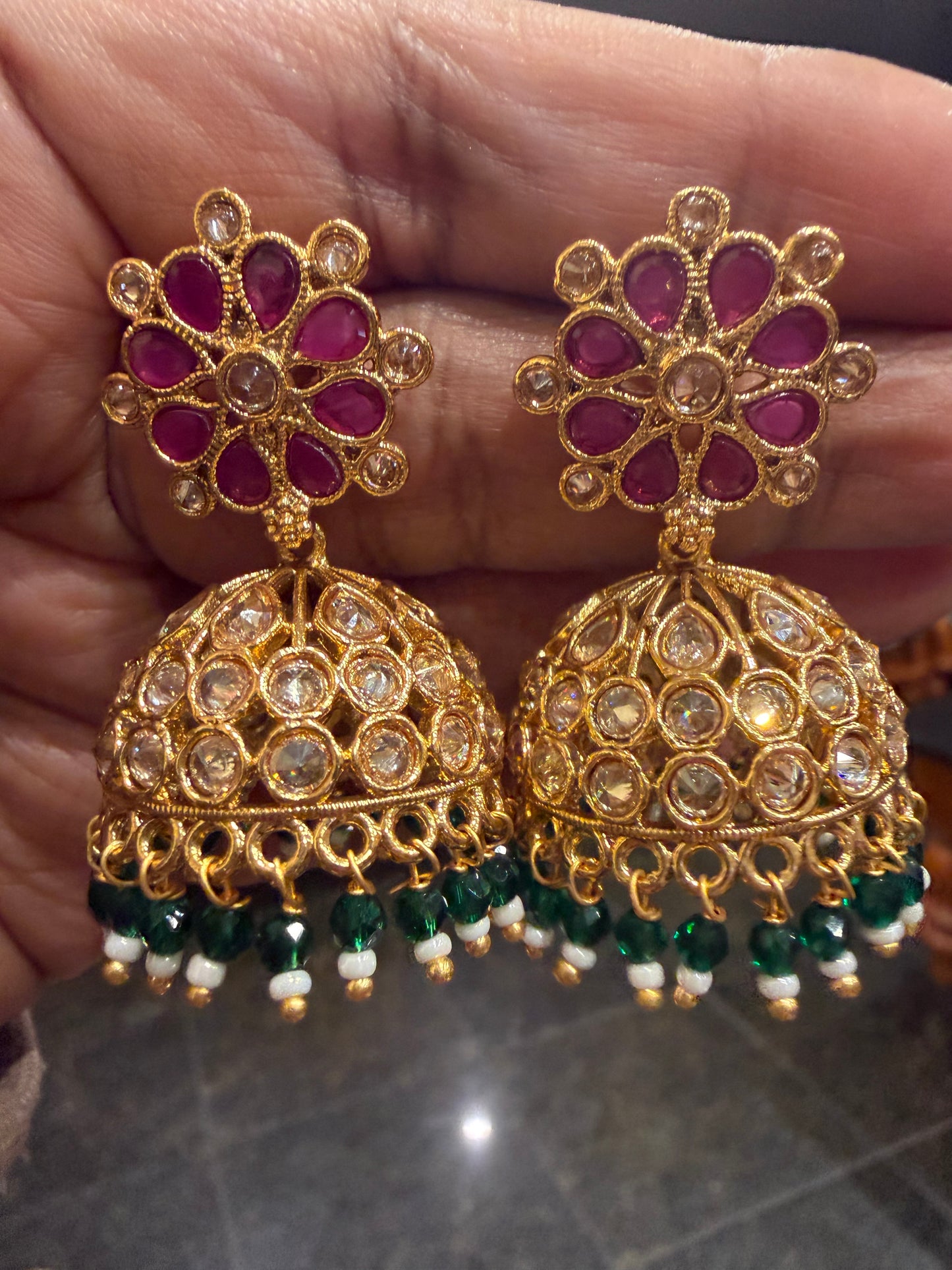 Multi Jumka Jhumka Indian Brass Earrings Jimikki Kammal Indian Jewellery E24