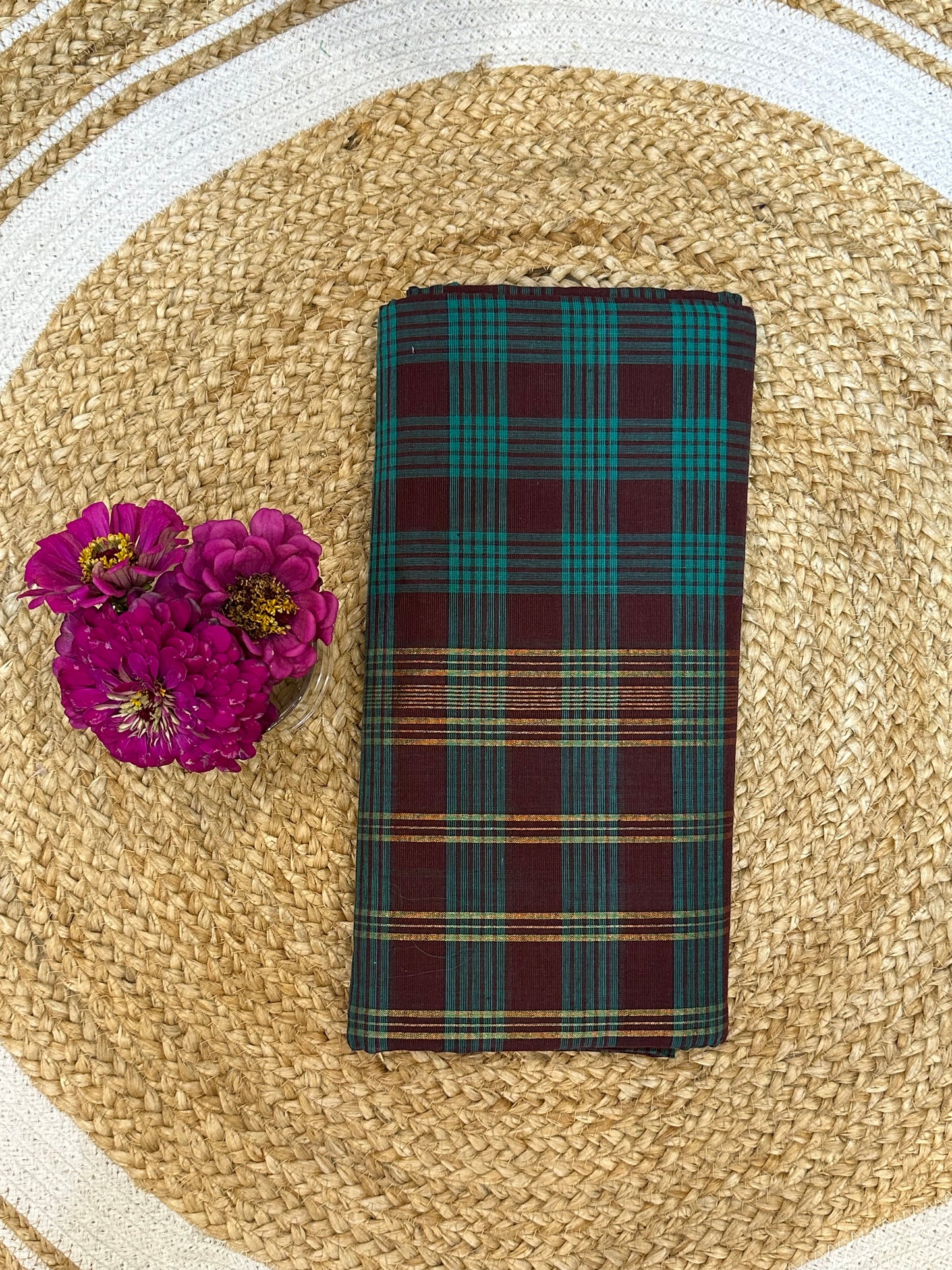 Sungudi Cotton Sari checked Indian Saree S64