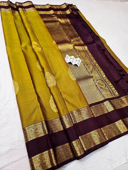 Retta Petta Kanchipuram Pure Silk Saree Bridal Kanjivaram Sari SPK293