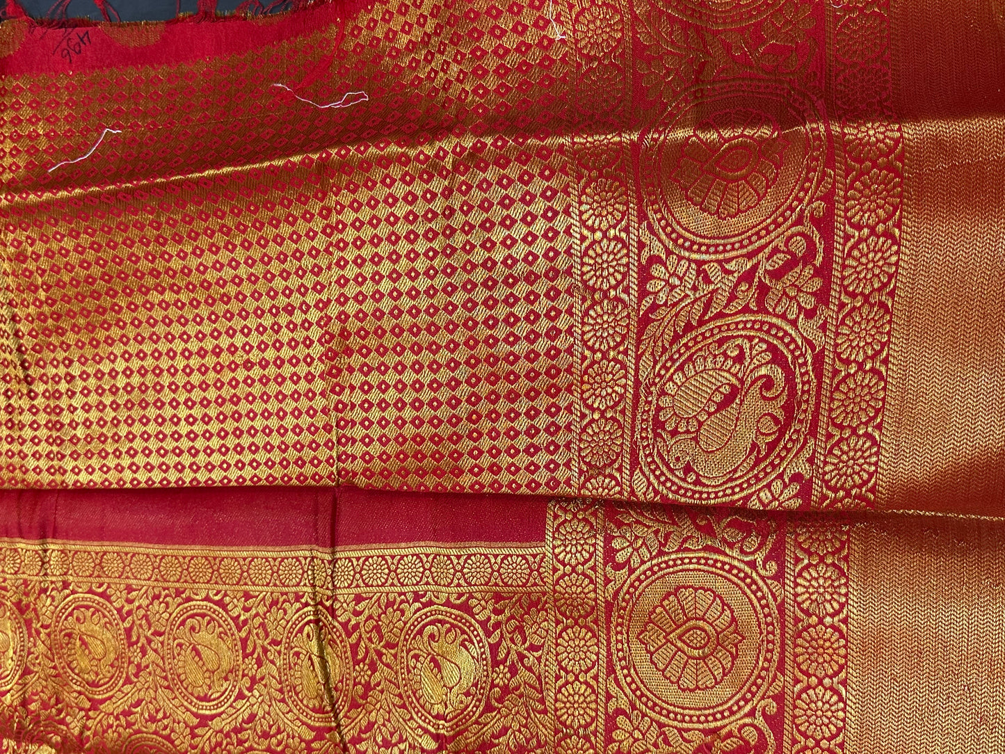 Bangalore Silk Sari Indian Fancy Saree Green & Red S67