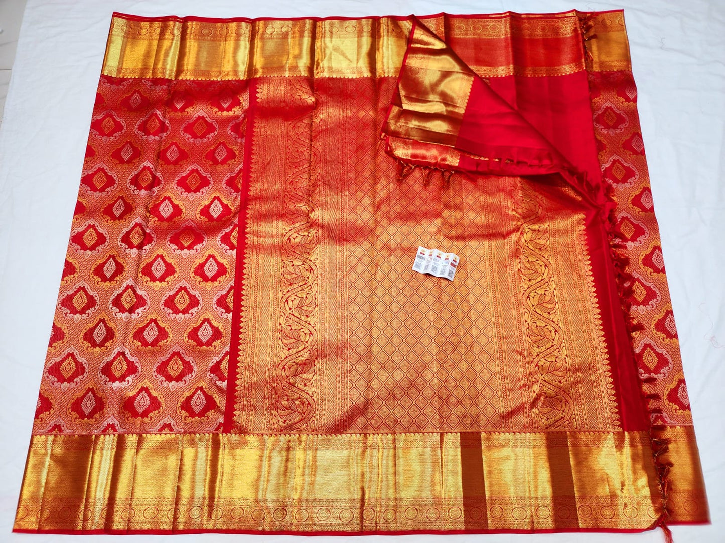 1g Gold Kanchipuram Pure Silk Saree Red Bridal Kanjivaram Sari| SPK147