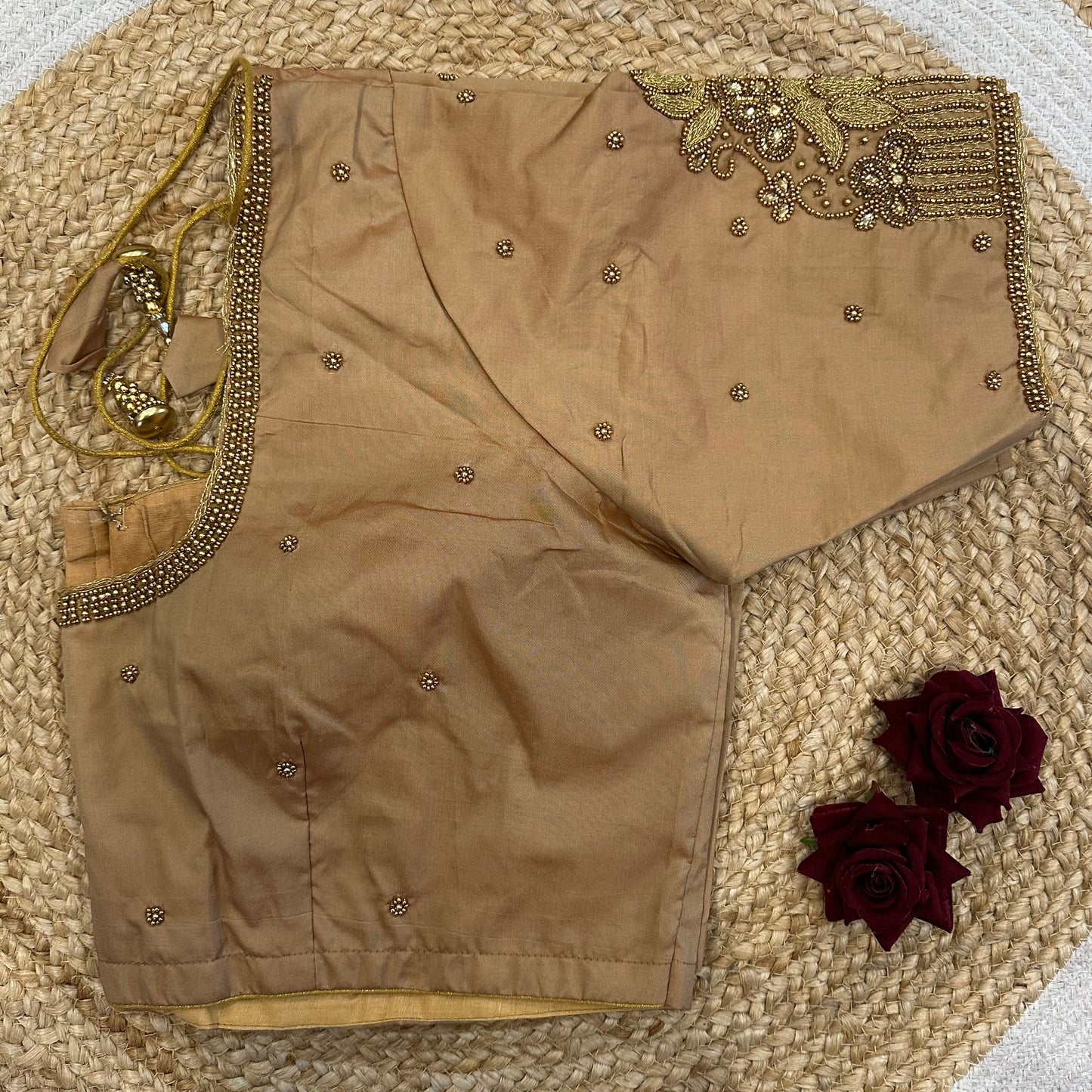 46” Size 16 Aari Worked Sari Blouse Indian Saree Top Silk B419